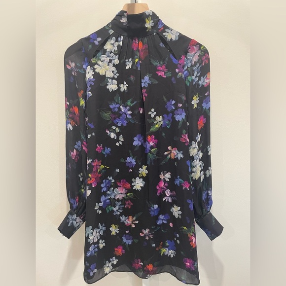 Milly Floral Georgette Silk Dress Size 2 - Picture 1 of 9